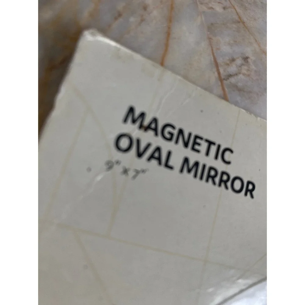 U Brands Locker Style Magnetic Oval Mirror Gold Frame 9x7 4075T New
